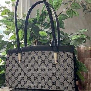 Elegant Black and Gray Monogram Shoulder Bag